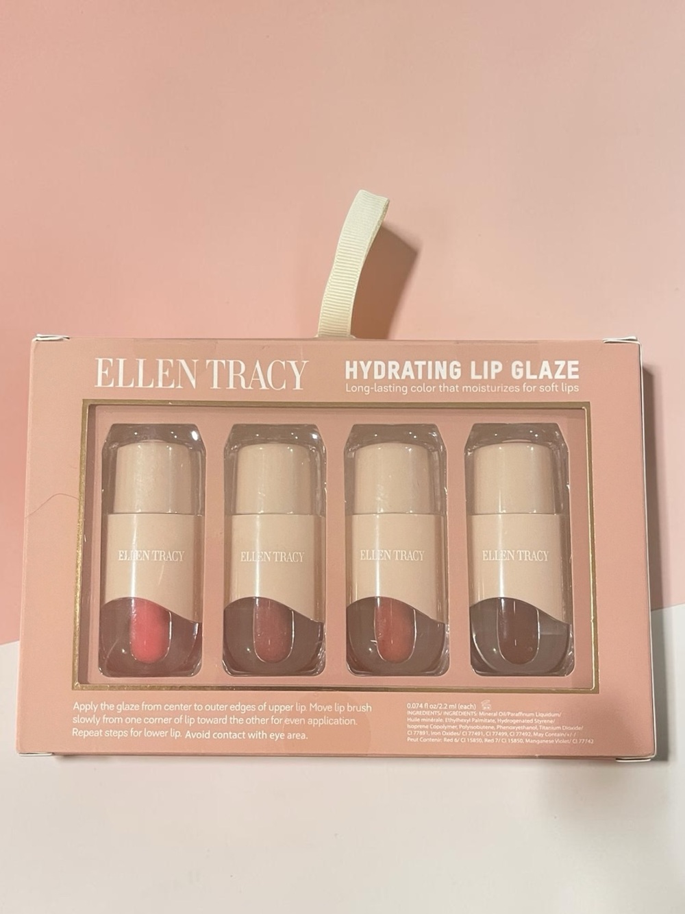 ๐ชท Ellen Tracy Hydrating Lip Glaze Quartet - Pink, Rose, Mauve, Berry